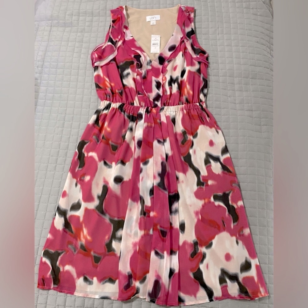 Ann Taylor LOFT abstract print sleeveless dress NWT - Picture 4 of 6